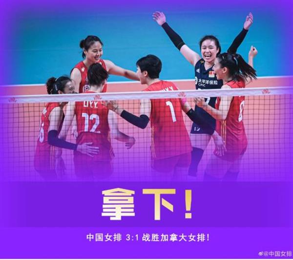 李盈莹20分中国女排3-1加拿大 世联赛第二周两连胜